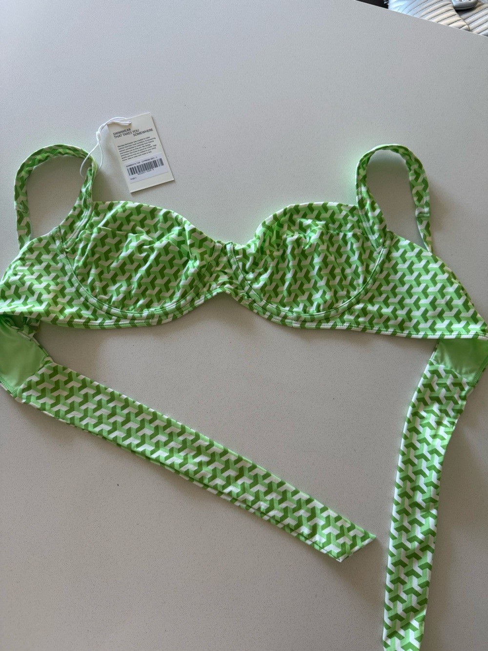 Monday Swimwear Green Geo Bikini Set with Sarong - Picture 3 of 6